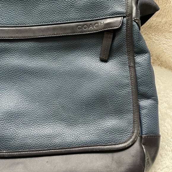 Coach Camden Blue Leather Crossbody Laptop Messenger Map Bag - Picture 3 of 15